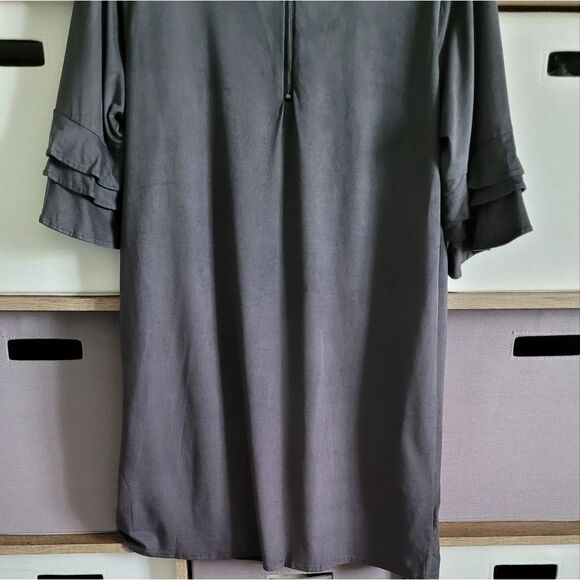 THML Gray Faux Suede Boho Dress with Floral Embroidery Medium - Picture 10 of 14